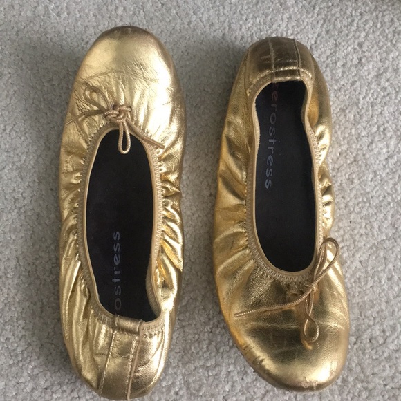 Zerostress Gold Ballet Flats/Slippers - Picture 1 of 4